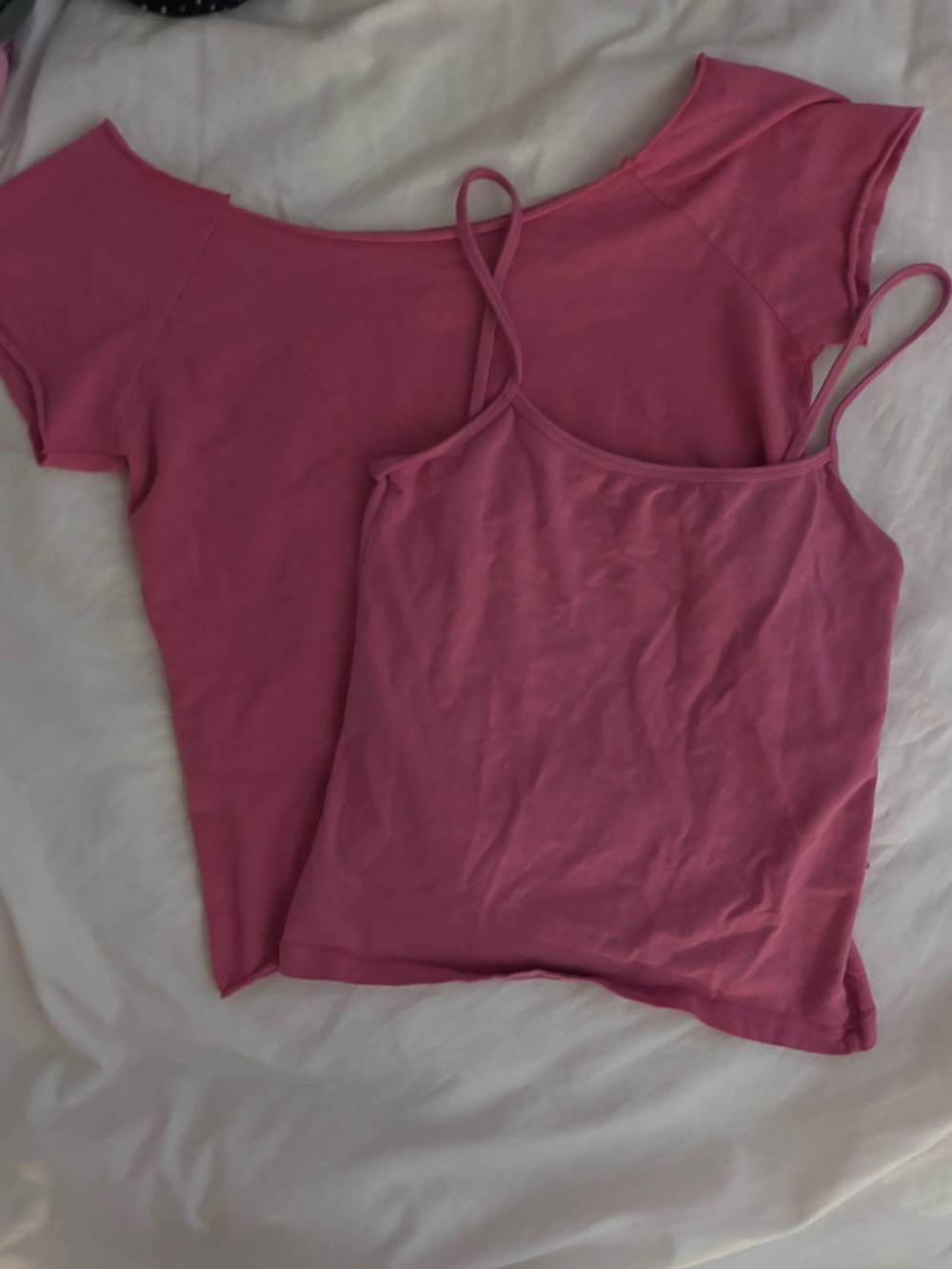 BUNDLE Brandy Melville Pink Tank Top Camisole and Off The Shoulder Top